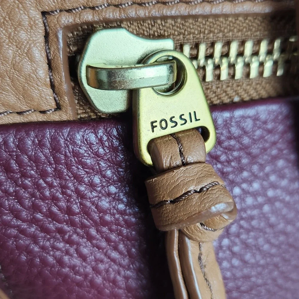 Fossil Karli Luxury Leather Hobo Bag Handbag Color Block & Matching Pouch EUC
